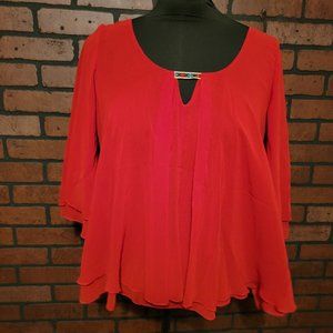 J & M Clothing Sheer Top - Size Large. Rust color